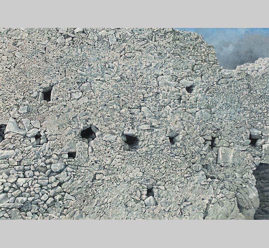 Painting of a ruined wall. Title: Ruined Wall at Paliochora