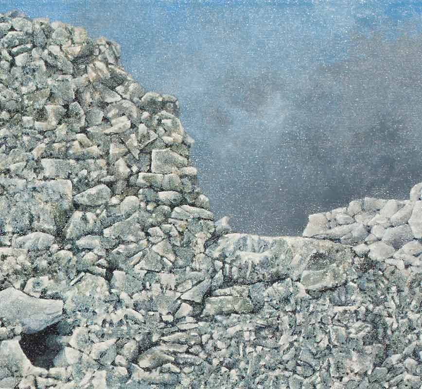 Detail of a Painting of a ruined wall. Title: Ruined Wall at Paliochora