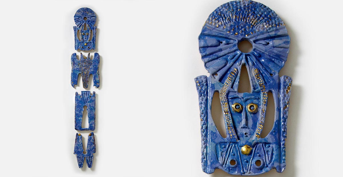 Giorgio Crisafi, Legami IV, ceramic sculpture with luster glaze, full view and detail