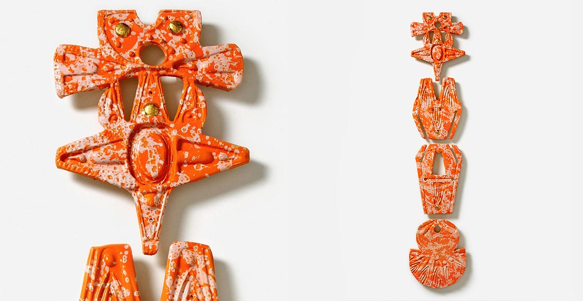 Giorgio Crisafi, Legami XXIII, ceramic sculpture with luster glaze, full view and detail