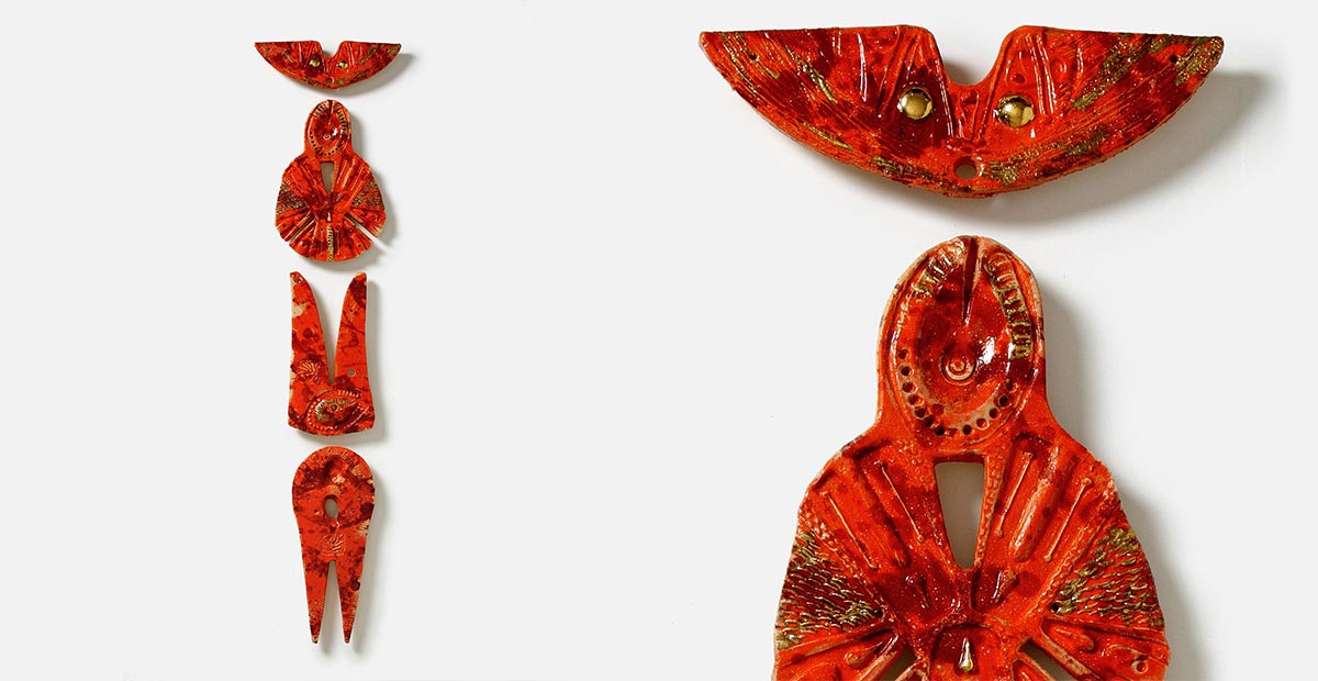 Giorgio Crisafi, Legami XIX, ceramic sculpture with luster glaze, full view and detail