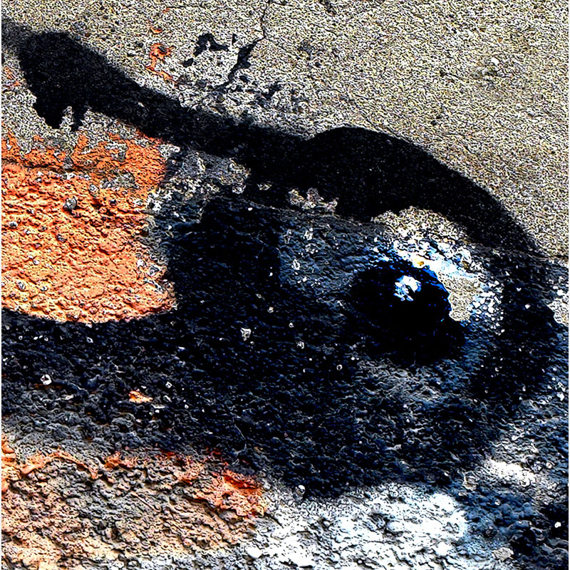Detail of Perceptual fine art photograph by Enzo Ragazzini from the Creature series: Creature - Wall VII (2013), a mirrored surface activating pareidolia