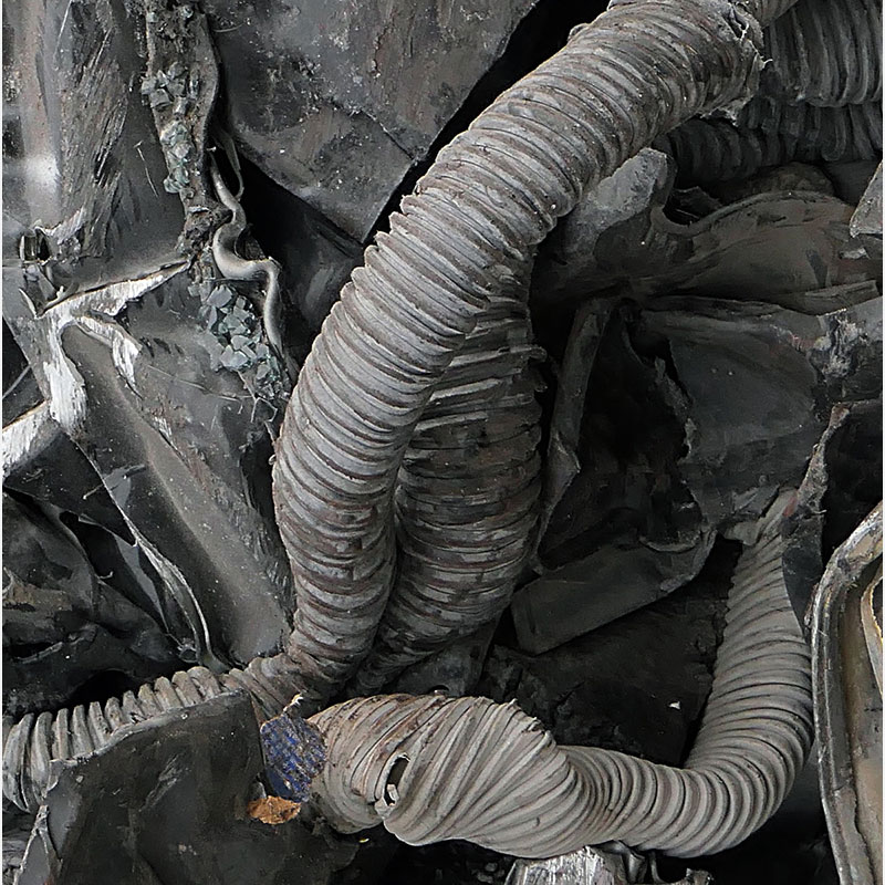 Detail of Perceptual fine art photograph by Enzo Ragazzini from the Creature series: Creature - Metal VI (2014), material and chromatic elaboration