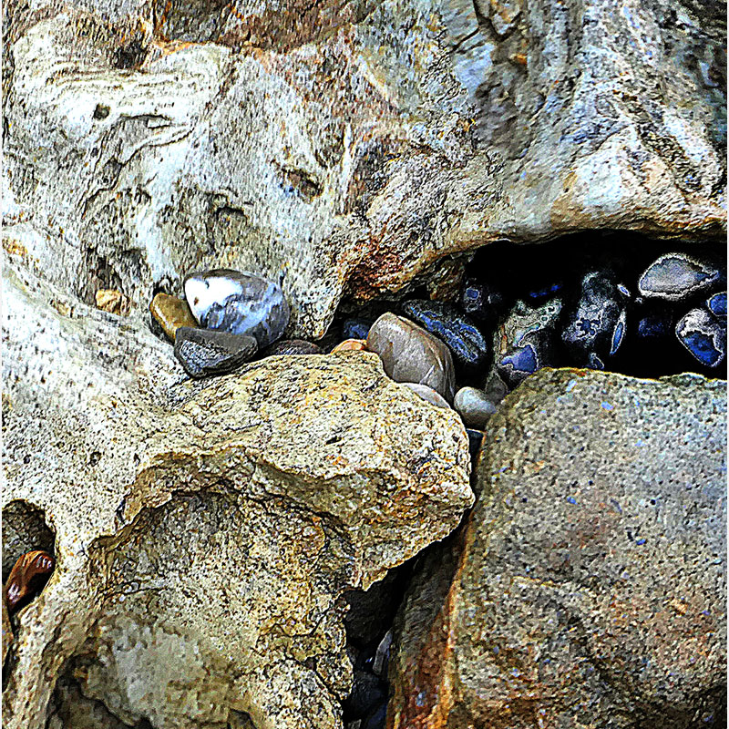 Detail of Perceptual fine art photograph by Enzo Ragazzini from the Creature series: Creature - Stone VII (2014), surface texture and figural emergence