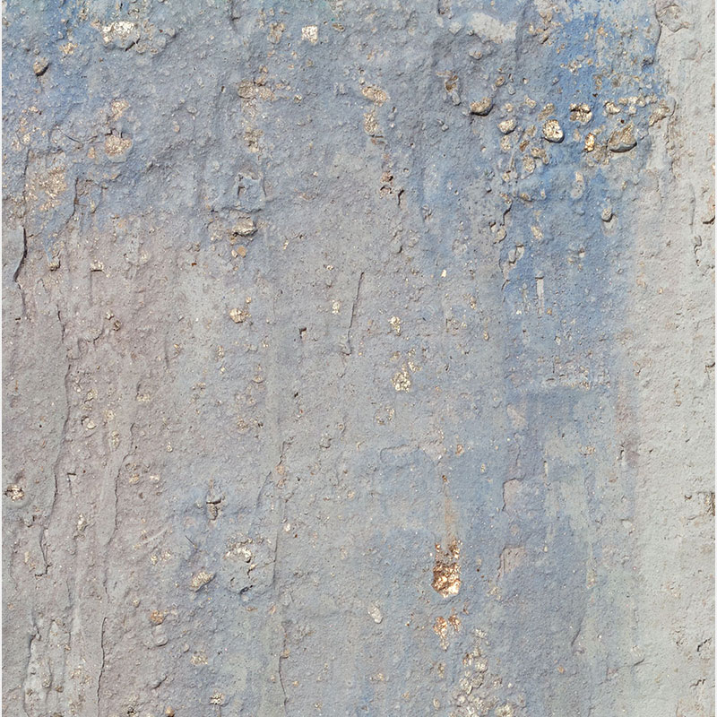 Detail of a Figurative surrealist painting by Gregory Kitterle. Mainly yellow, gold, grey colors. Title: Catching Equilibrium