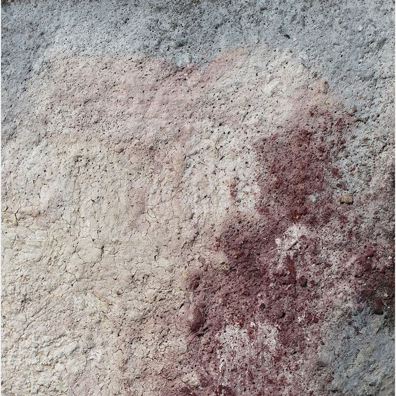 Detail of a Abstract expressionist Work on Paper by Orazio De Gennaro. Mainly brown, white, red colors. Title: Terra Bruciata 48