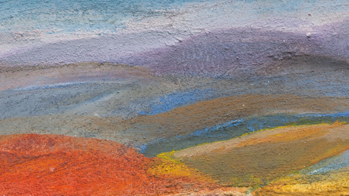 Fresco-on-canvas painting detail by Paolo Buggiani with matte Mediterranean surface texture