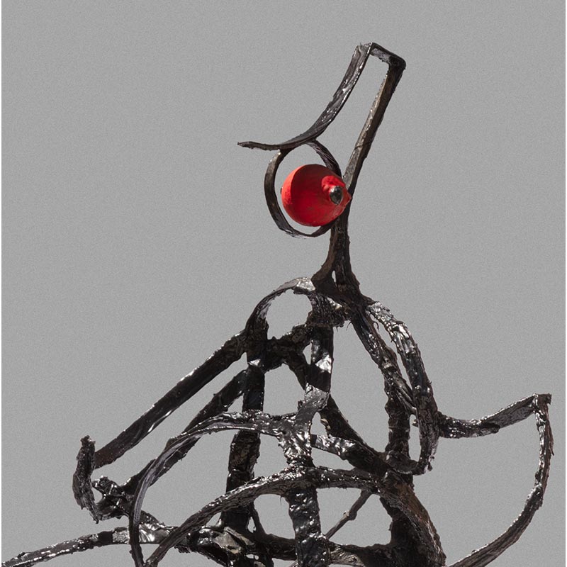 Figurative open-armature sculpture by Angelo Canevari. Title: Hussar