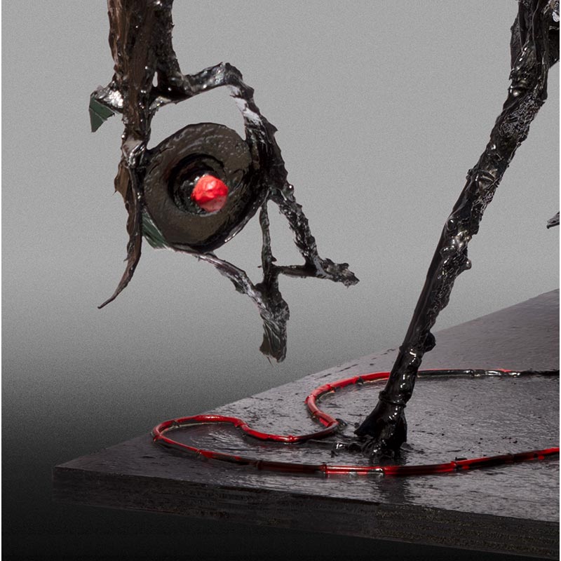 Figurative open-armature sculpture by Angelo Canevari. Title: Hussar