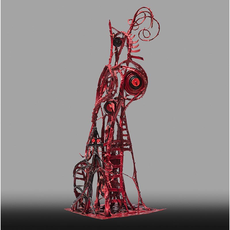 Figurative open-armature sculpture by Angelo Canevari. Title: Jacob's Ladder