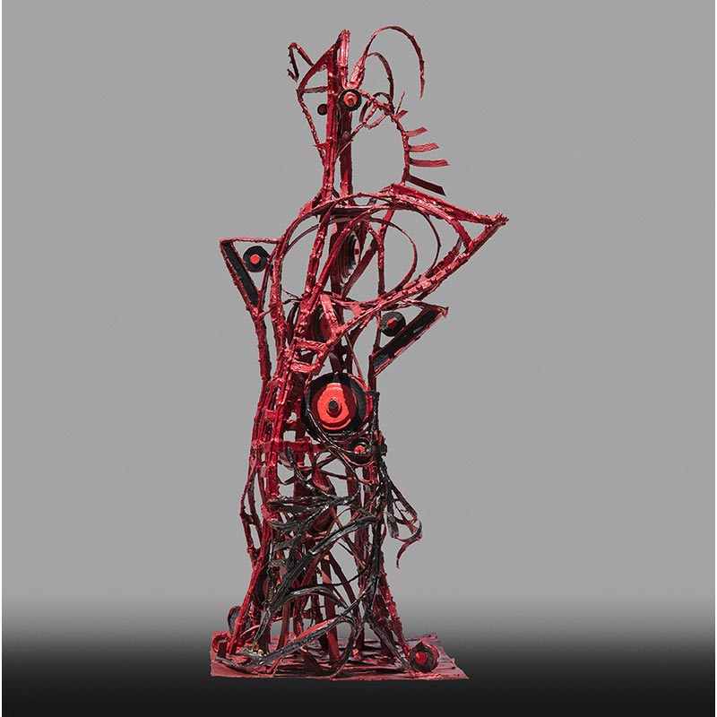 Figurative open-armature sculpture by Angelo Canevari. Title: Jacob's Ladder