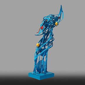 Figurative open-armature sculpture by Angelo Canevari. Title: High Priest. Link to sculpture's page with detailed images.