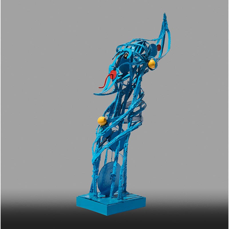 Figurative open-armature sculpture by Angelo Canevari. Title: High Priest