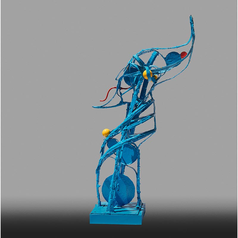 Figurative open-armature sculpture by Angelo Canevari. Title: High Priest