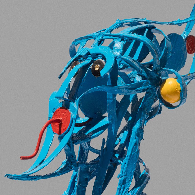 Figurative open-armature sculpture by Angelo Canevari. Title: High Priest