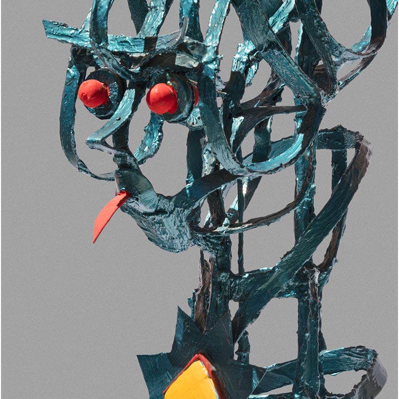 Figurative open-armature sculpture by Angelo Canevari. Title: Pilate's Servant