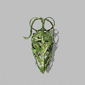 Figurative open-armature sculpture by Angelo Canevari. Title: Bucranium III. Link to sculpture's page with detailed images.