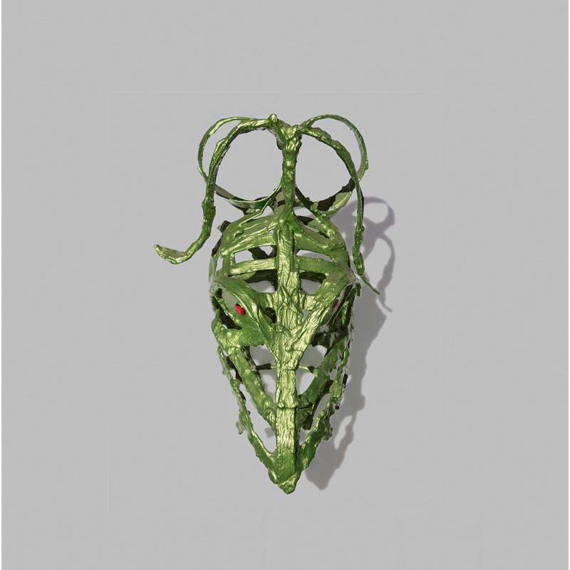 Figurative open-armature sculpture by Angelo Canevari. Title: Bucranium III